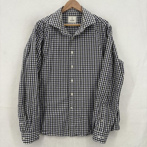 Todd Snyder Other - Todd Snyder Shirt Mens 17.5 36/37 Blue Gingham Check Cotton Long Sleeve Dress